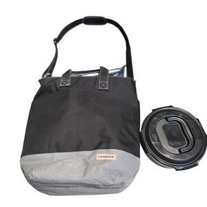 LockNLock Black & Gray Insulated Cooler Bag w/ Container Full Zip Closure